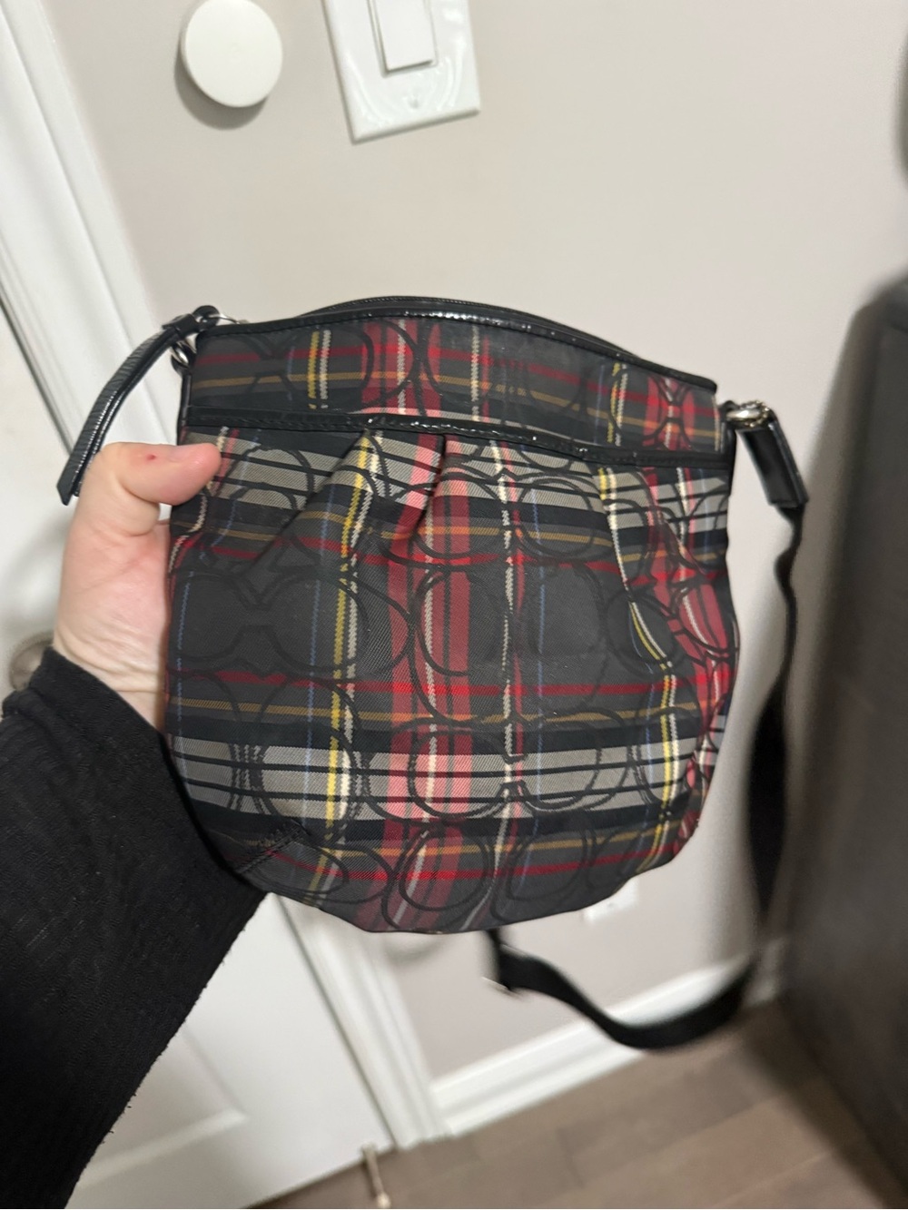 Vintage Coach Poppy Plaid Crossbody Bag -